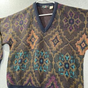 The Italian Sweater Co. Men L 90s Navy Acrylic Wool grandpa chunky